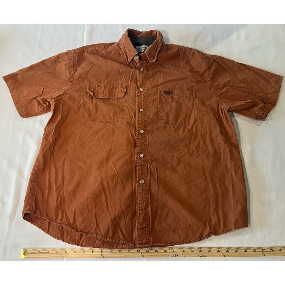 LOT(2) Carhartt S107SIE Shirts Burnt Orange/Gray Button Up Short Sleeve Mens XL